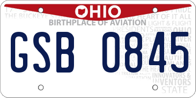 OH license plate GSB0845