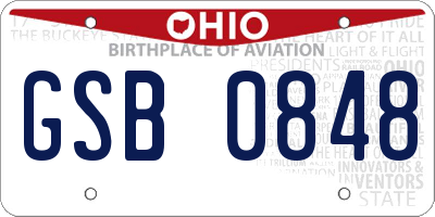 OH license plate GSB0848