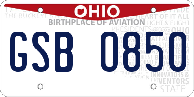 OH license plate GSB0850