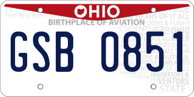 OH license plate GSB0851