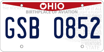 OH license plate GSB0852
