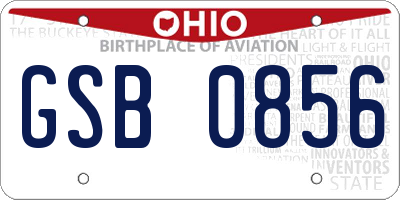 OH license plate GSB0856