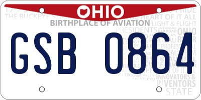 OH license plate GSB0864