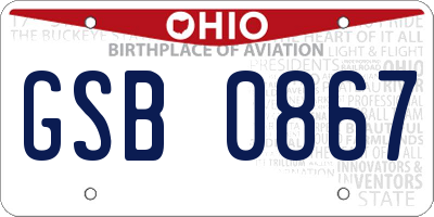 OH license plate GSB0867