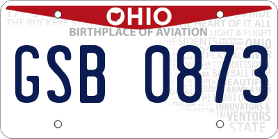 OH license plate GSB0873