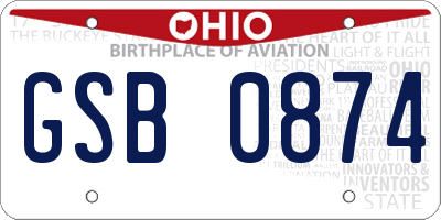 OH license plate GSB0874