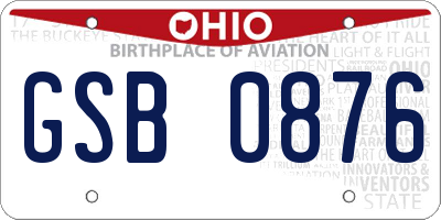 OH license plate GSB0876