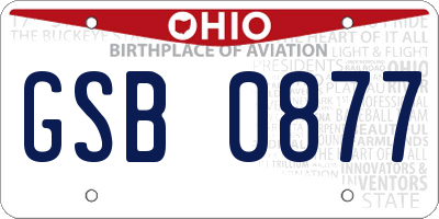 OH license plate GSB0877