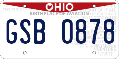 OH license plate GSB0878