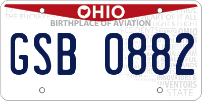 OH license plate GSB0882