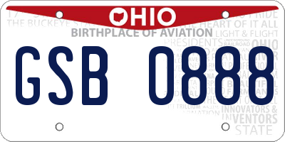 OH license plate GSB0888