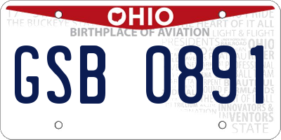 OH license plate GSB0891