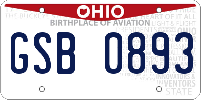 OH license plate GSB0893