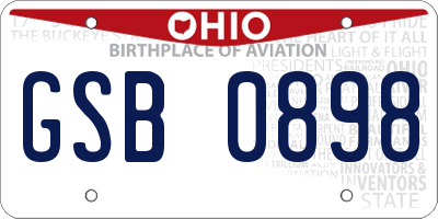 OH license plate GSB0898