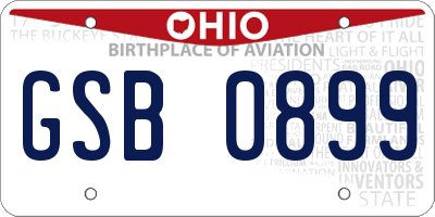 OH license plate GSB0899