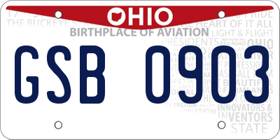OH license plate GSB0903