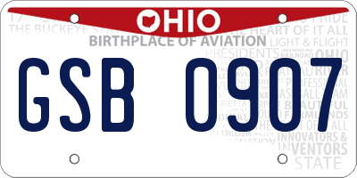 OH license plate GSB0907