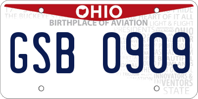 OH license plate GSB0909