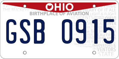 OH license plate GSB0915
