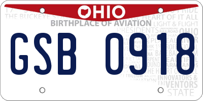 OH license plate GSB0918