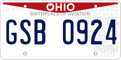 OH license plate GSB0924