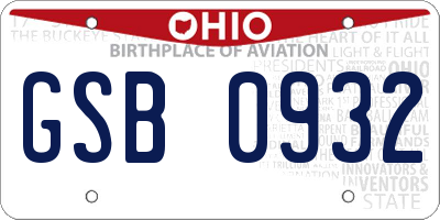 OH license plate GSB0932