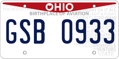 OH license plate GSB0933