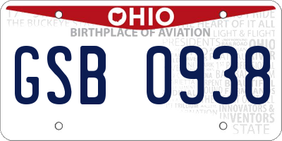 OH license plate GSB0938