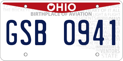 OH license plate GSB0941