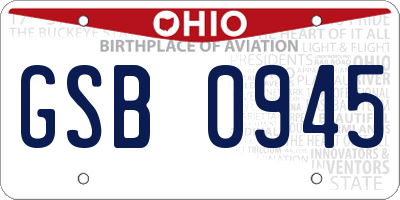 OH license plate GSB0945