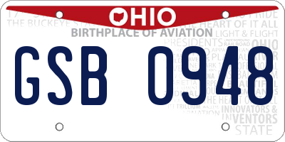 OH license plate GSB0948