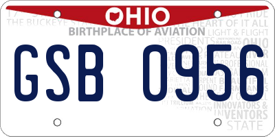 OH license plate GSB0956