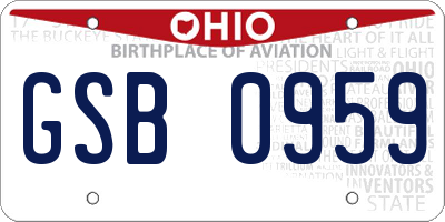 OH license plate GSB0959