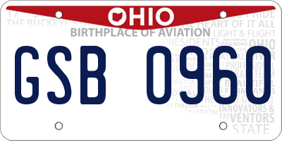 OH license plate GSB0960