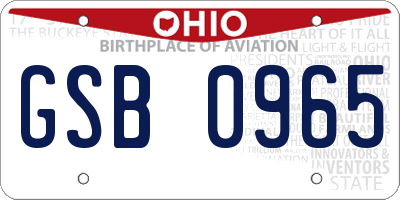OH license plate GSB0965