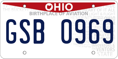OH license plate GSB0969
