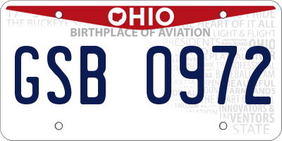 OH license plate GSB0972