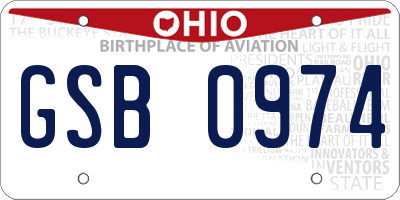 OH license plate GSB0974
