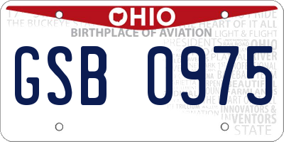 OH license plate GSB0975