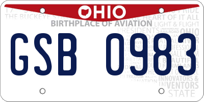 OH license plate GSB0983