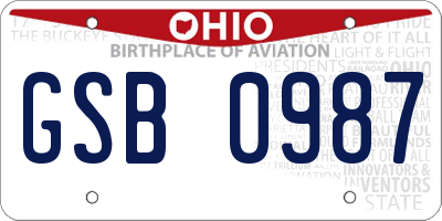 OH license plate GSB0987
