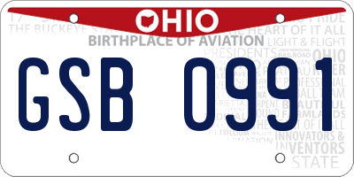 OH license plate GSB0991