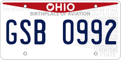 OH license plate GSB0992
