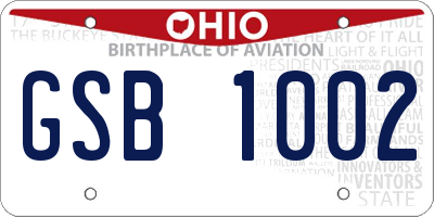 OH license plate GSB1002