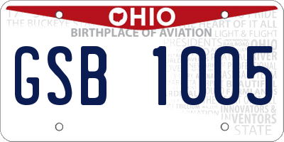 OH license plate GSB1005