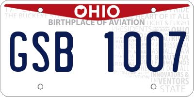 OH license plate GSB1007
