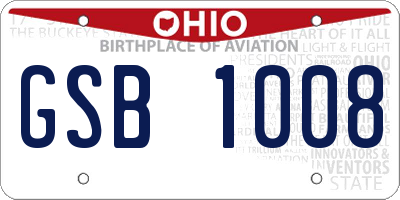 OH license plate GSB1008