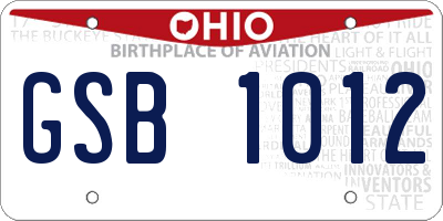 OH license plate GSB1012