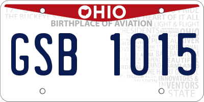 OH license plate GSB1015