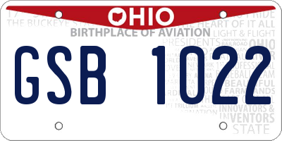 OH license plate GSB1022